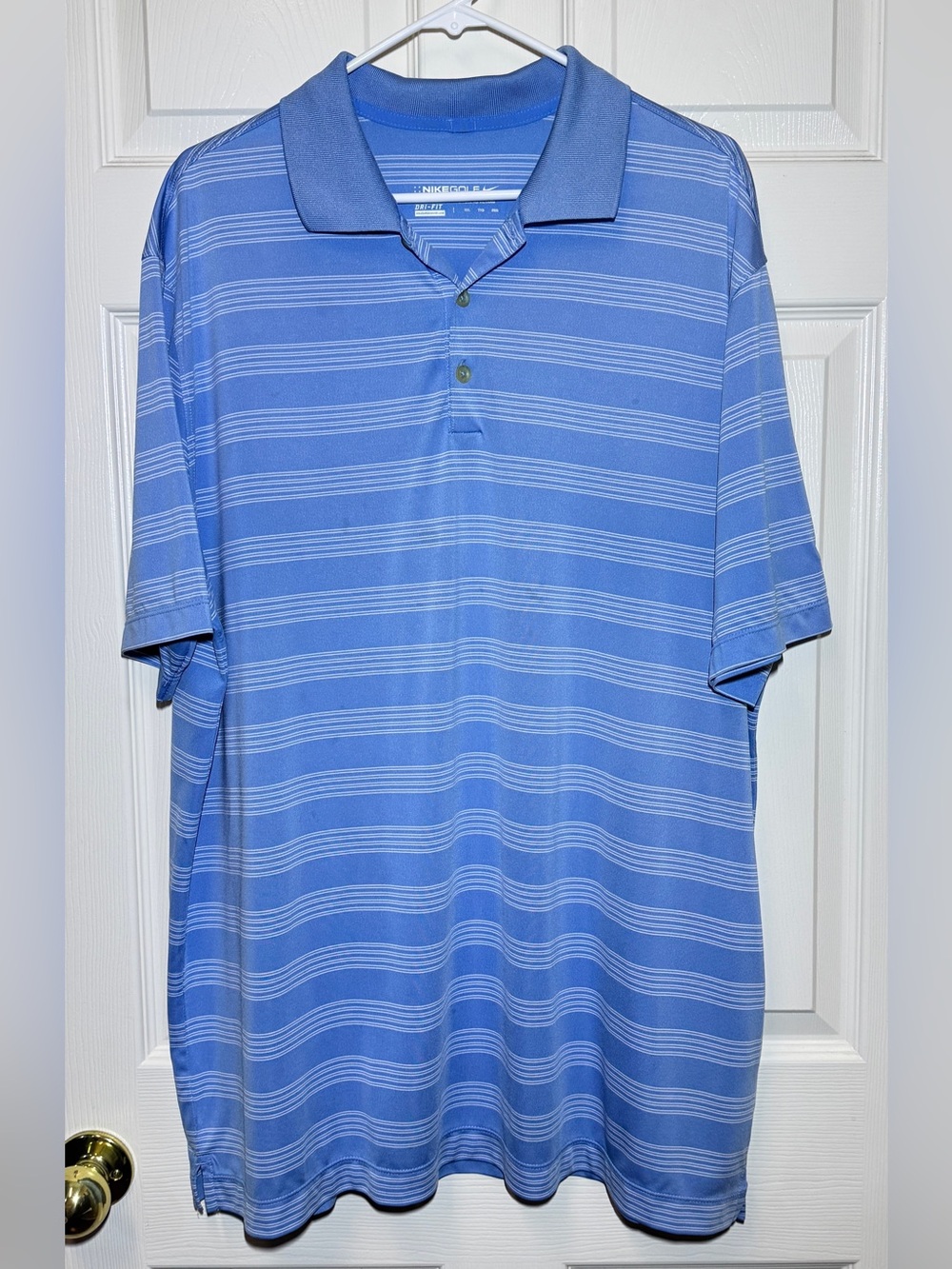 Nike Golf Tour Performance Dri-FIT Striped Polo Shirt Men's XXL Blue White